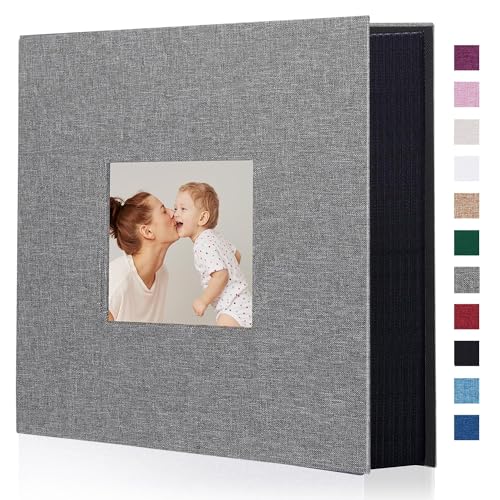Artmag Fabric Photo Album 4x6 1000 Large Capacity for Family Wedding Anniversary Linen Album Holds 1000 Horizontal and Vertical Photos (1000 Pockets, Grey)