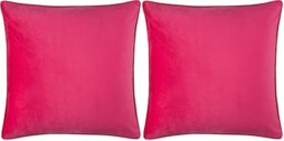 furn. Meridian Cushion Cover – Luxury Contrast Piped Velvet Decorative Case (Pink/Red - 55x55cm) (Pack of 2)