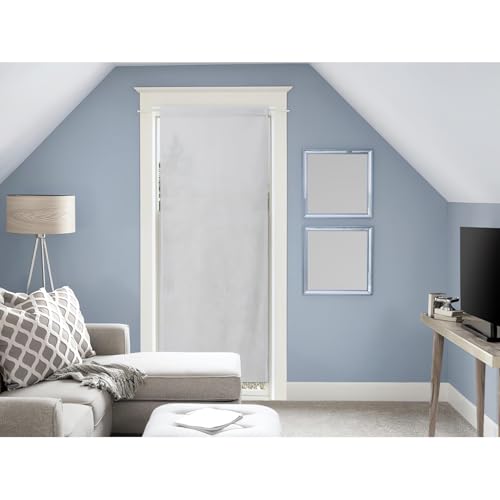 Soleil d'ocre, Panama Voile Door Window Curtain Cotton, Grey, 90 x 200 cm
