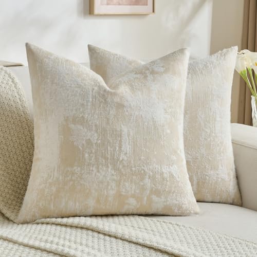 FUTEI Yellow White Decorative Throw Pillow Covers 20x20 Inch Set of 2,Soft Faux Cashmere Jacquard - Textured & Cozy Cushion Case,Modern Home Decor for Couch Bed Living Room