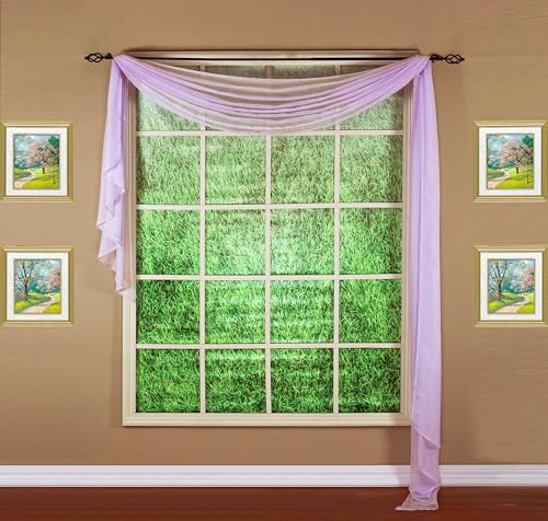 "Today's Curtain Emelia Original Voile Scarf 216"", Lilac, 45"" W x 216"" L"