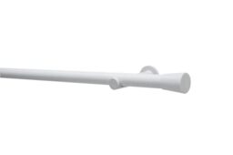 GARDINIA Korfu Curtain Rod Set (164 cm, Ø 28 mm, White) - Modern Curtain Rod Complete Set, Single Rail, Including Brackets and End Pieces for Wall Mounting