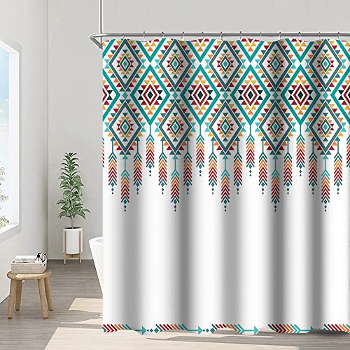 Umpoo Bohemian Mandala Exotic Shower Curtains Colorful Arrow Abstract Geometric Pattern Shower Curtain for Modern Aesthetics Bathroom Decor Waterproof Sets with Hooks, 72x78 Inch