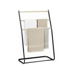 Relaxdays Standing Towel Rack with 3 Rungs for Towels and Clothes, 86x58x30 cm, Black