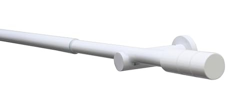 Gardinia 36156 Curtain Pole Set Crete Cylinder Complete Set Including Mounting Material, Length 120-210 Cm, Metal, White