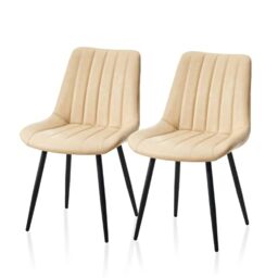 TUKAILAi Dining Chairs Set of 2, Beige Faux Leather Chairs for Kitchen