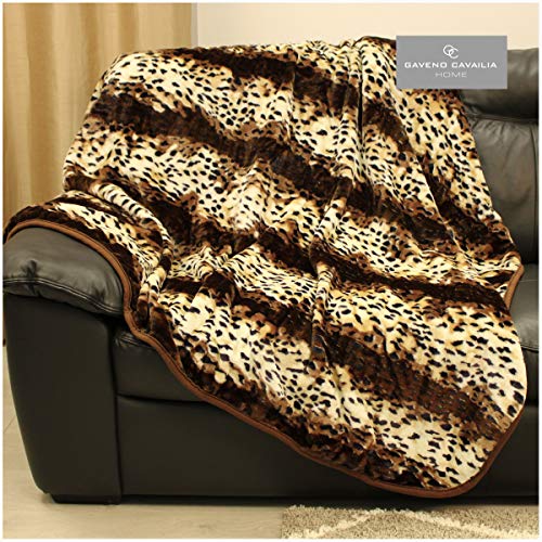Gaveno Cavailia Printed Animal Leopard Skin Faux Fur Throw, Extra Warm & Cosy Sofa Bed Settees, Super Soft Forest Blanket, Single Size (127 x 152 cm), 100% Polyester, Medium, 422150
