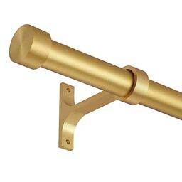 Lwiiom Gold Curtain Rods for Windows 28 to 48 Inch,Adjustable Drapery Rods with Aluminum End Cap and Full Surround Brackets,1-Inch Window Curtain Rod for Wall and Ceiling Mount