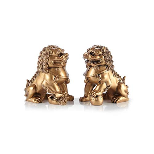 lachineuse Lion Imperials - 2 Chinese Lions Figurine Asian Decoration for Home, Office, Interior, China Asia Gift Idea
