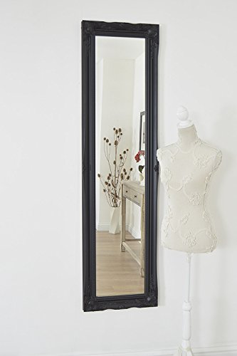 Mirror Gloss Black Shabby Chic Antique Style Rectangular Dressing/Hall Comple, Wood, 167x46