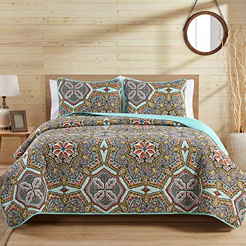 VCNY Home Reversible Bedding with Matching Shams, Lightweight & Breatheable Bedspread, Soft Room Decor, Microfiber, Multicolor, King