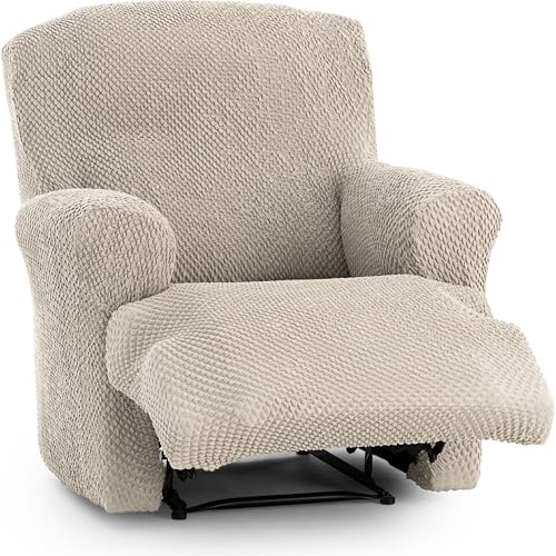 ECOMMERC3 Universal and Versatile Sofa Cover for 1 Seater Feet Together Relax ??? Ecru Sofa Cover Protector Easy to Install for Back, Seat and Arms