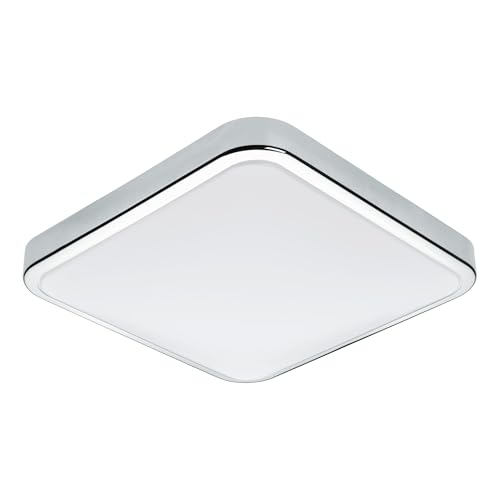 Eglo LED Bathroom Ceiling Light Manilva 1, Single-Flame Ceiling Lamp, Material: Steel and Plastic, Colour: Chrome, White