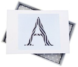 White Cotton Cards Alphabetics, Mini Photo Album, Initial A, White Board, Multi-Colour, 12.5 x 17.5 x 2.5 cm