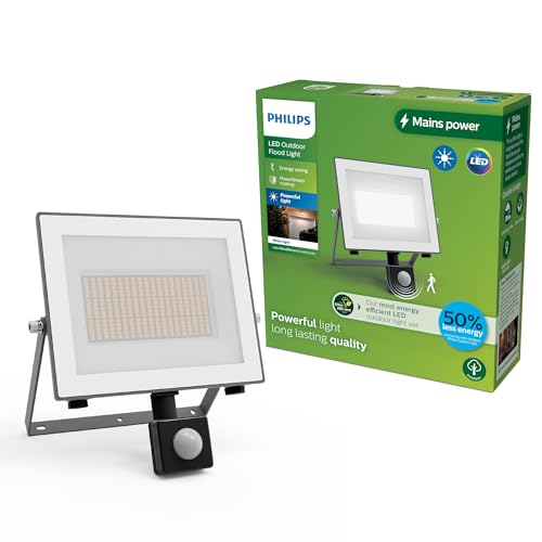 PHILIPS Lois UltraEfficient Outdoor Floodlight, with Motion Sensor, 24 W, 3000 K White Light, Anthracite