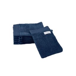 Herding Tom Tailor Wash Mitts Set of 6 16 x 21 cm 100% Cotton Terry Cloth with Hanger and Label with Logo, Colour Bath Towel Blue (Dark Navy)