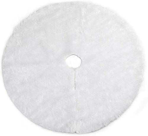 BAKAJI Rug Skirt Cover for Christmas Tree Base Diameter 78 cm Soft White Plush Fabric Snow Snow Effect Christmas Decorations