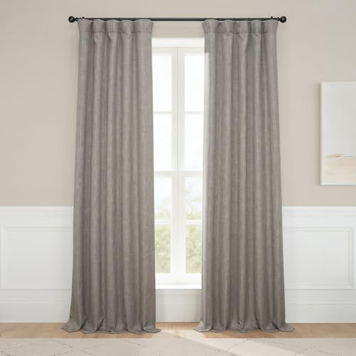 HPD Half Price Drapes BOCH-LN185-P Faux Linen Room Darkening Curtains for Bedroom (1 Panel), 50 x 120 cm, Mink