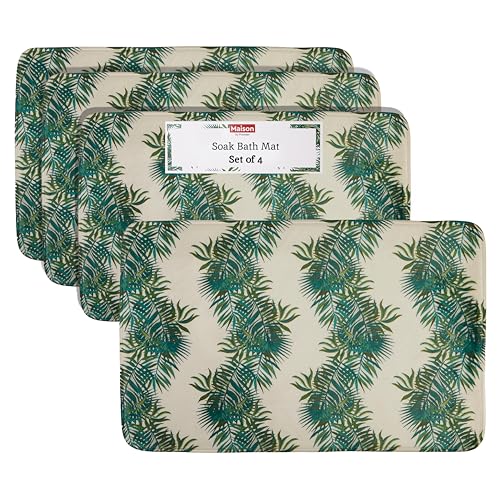 Premier Housewares Palm Leaf Bath Mat - Non Slip Bath Mat for Home - Rectangle Polyester Doormat with Soft Surface - Highly Absorbent & Anti Slip Mat for Kitchen, Door, Bathroom
