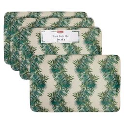 Premier Housewares Palm Leaf Bath Mat - Non Slip Bath Mat for Home - Rectangle Polyester Doormat with Soft Surface - Highly Absorbent & Anti Slip Mat for Kitchen, Door, Bathroom