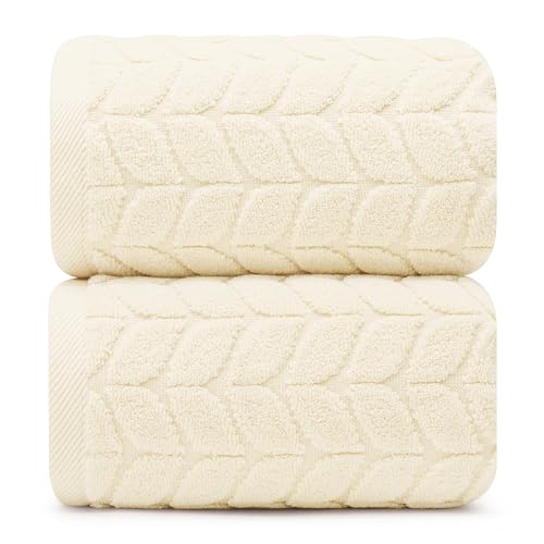 Alusa Home Ultra Soft & Plush 700 GSM Luxury Bath Sheets - Pack of 2 - Extra Large 35x70 Inches - 100% Zero-Twist, Long-Staple Cotton - Remarkably Absorbent (Papyrus)
