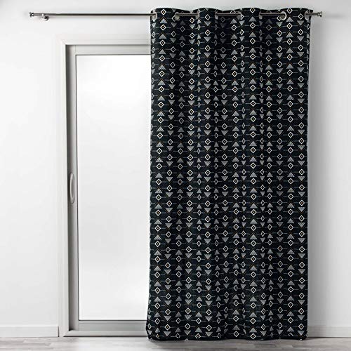 COTON d'intérieur Cotton Interior Curtain, Black, 140 x 240 cm