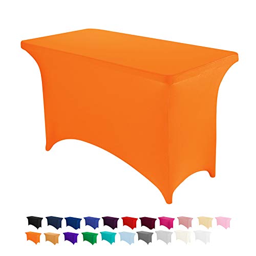 Peomeise 4FT Spandex Table Cover Rectangular Stretch Spandex Tablecloth (Orange,4FT)
