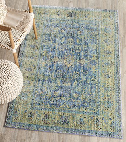 Safavieh Craft Art-Inspired Indoor Woven Rectangle Area Rug, Valencia Collection, VAL123, in Blue / Multi, 152 X 244 cm for Living Room, Bedroom or Any Indoor Space