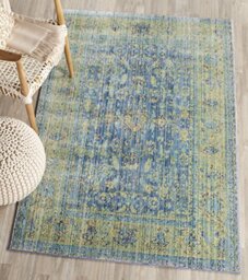 Safavieh Craft Art-Inspired Indoor Woven Rectangle Area Rug, Valencia Collection, VAL123, in Blue / Multi, 152 X 244 cm for Living Room, Bedroom or Any Indoor Space