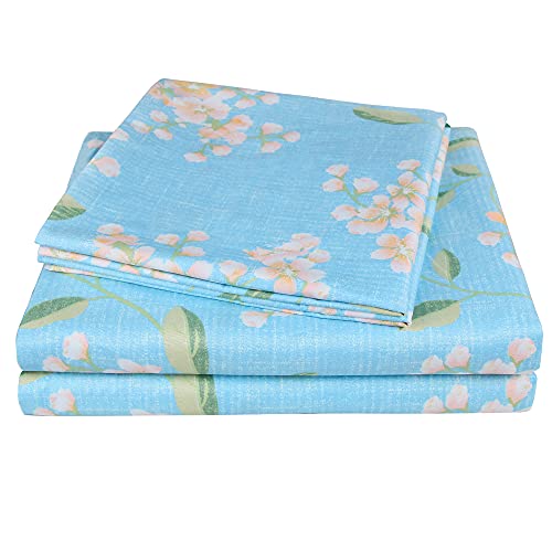 JSD Floral Sheet Set Queen Printed Bed Sheets, 4 Piece Brushed Microfiber Deep Pocket, Ultra Soft Hotel Quality Bedding