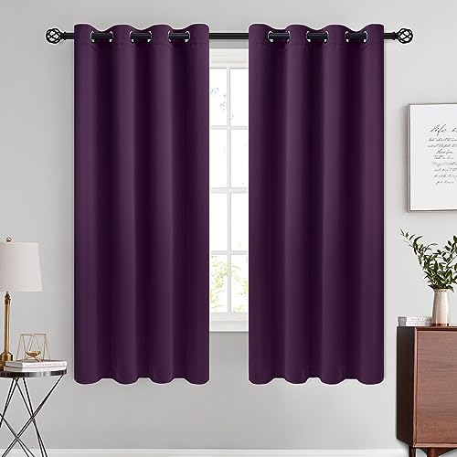 COSVIYA Room Darkening Curtains 63 inches Long for Bedroom 2 Panels Blackout Curtains Purple Window Treatments with Grommet Top Thermal Insulated Drapes for Bedroom/Living Room,52x63 inches