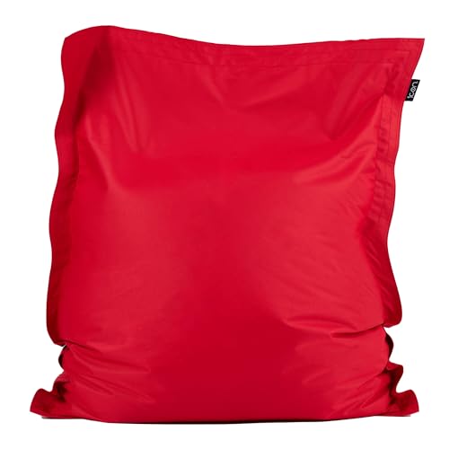Bean Bag Bazaar Kids Bean Bag, Red, Outdoor Floor Cushion with Water Resistant Fabric, Large Beanbag with Filling Included, 125cm x 100cm, Kids Garden Chair, Childrens Chair, Outdoor Furniture