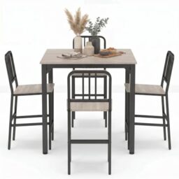 GiantexUK 5 PCS Wooden Dining Table Set, Kitchen Bar Table and Chairs