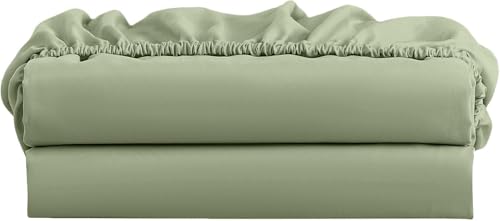 Knit Jersey 100% Cotton 2 Twin XL Fitted Bed Sheets, Sage, 2-Pack - Sage, Soft & Comfy, Great for Dorm Room, Hospital & Split King Adjustible Beds