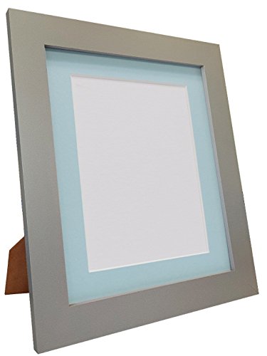 Metro Light Grey Photo Picture Poster Frame with Blue Mount 30 x 30cm Image Size 8 x 8 inch