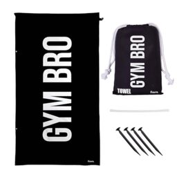 Fisura - Microfibre Beach Towel – Quick Dry, Sand Resistant, Lightweight – “Gym Bro” Black & White – Travel Towel Gift for Beach, Pool & Holiday – 71 x 39 Inches