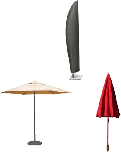Home Source Waterproof Parasol Cover, 190cm(6.23ft) – UV Resistant 130g PE Knitting Cloth with Drawstring Closure, Protects Large & Jumbo Parasols from Sun, Rain & Wind - 25Dx43Wx190Hcm