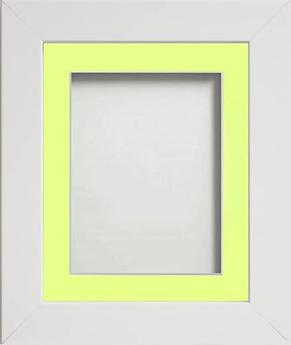 Frame Company Watson White Picture Photo Frame fitted with Perspex, A2 with Lemon Bon Bon Mount for image size A3