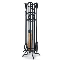 NAPA FORGE Pilgrim Home and Hearth 19004 Arts and Crafts Fireplace Tool Set, Black, Iron, 29″, 16 lbs