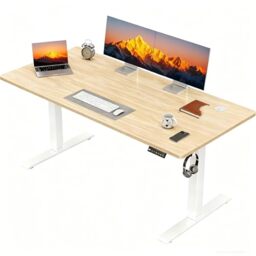 JUMMICO Electric Height Adjustable Desk, 150 x 60 cm, Electric Desk Height Adjustable, Ergonomic Standing Computer Desk, Beige