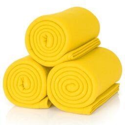 ALCLEAR 3 pieces Oeko Tex certified fleece blankets, color: yellow, great size 130x160 cm, over 200 g/m2, sofa blanket couch blanket living blanket, picnic blanket sofa throw blanket