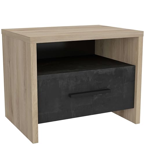 Demeyere Colorado Nuit - Table de Chevet pour le Lit - Style Industriel Bois affirmé pour la Chambre Adulte – Fabriquée en France Format rectangulaire : 49,6 x 36,3 x 40,1 CM.