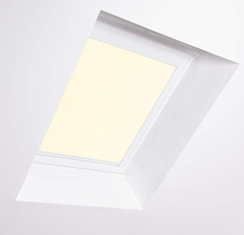 Bloc Skylight Blind S6A for Dakstra Roof Windows, Cream Blackout - White Aluminium Frame