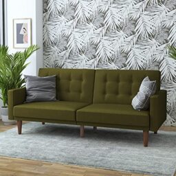 DHP Furniture Wimbley Sofabed, Green Linen, 86x200x80cm (DxWxH)