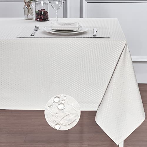 HomeJoy Round Rectangle Table Cloth ??? Stainproof Waterproof Washable Polyester Oblong Rectangular Tablecloth, Fabric Table Cover for Kitchen Dining Dinner Table (Ivory, 60 X 84 Inch)