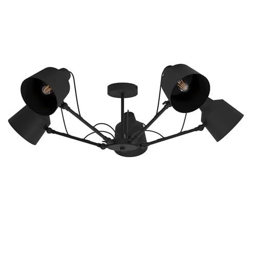 Eglo Ceiling Light Basurtu, Nordic Lighting with 5 spotlights, Black Metal Spider lamp for Living Room and Bedroom, E27 Socket
