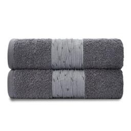 GC GAVENO CAVAILIA Ultra Soft & Cosy 2PK Bainsford 600 GSM Egyptian Cotton Bath Sheets, Luxury Quick Dry Bathroom Accessories, Charcoal, 90X140 cm