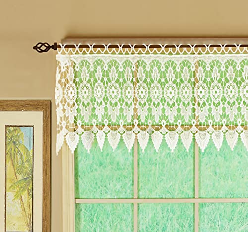 "Today's Curtain Medallion Macramé Tailored Valance 16"",Ecru,48W x 16L"