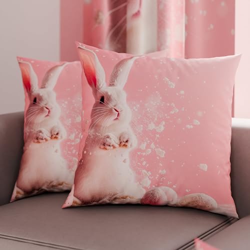 PETTI Artigiani Italiani - Pair of Easter Pillow Cases 65 x 65 cm in Microfibre, Easter Cushions for Bedroom, Sofa, Living Room, Set of 2 Cushion Covers, 100% Made in Italy