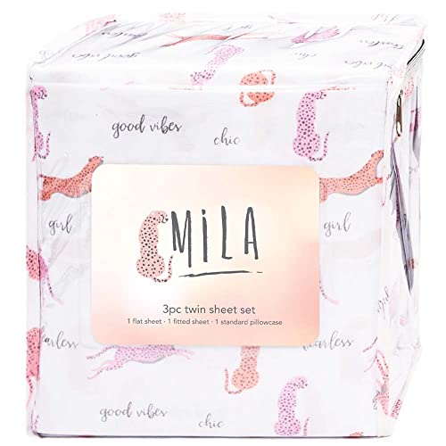 LITTLE CELEBRITY Twin Sheet Set - Kids Sheet & Pillowcase Sets - Twin Sheets for Boys Girls, Fitted Sheet, Top Sheet, Pillowcase - Twin Sheets Set - Twin Bed Sheets - Bed Sheets Twin(Mila)